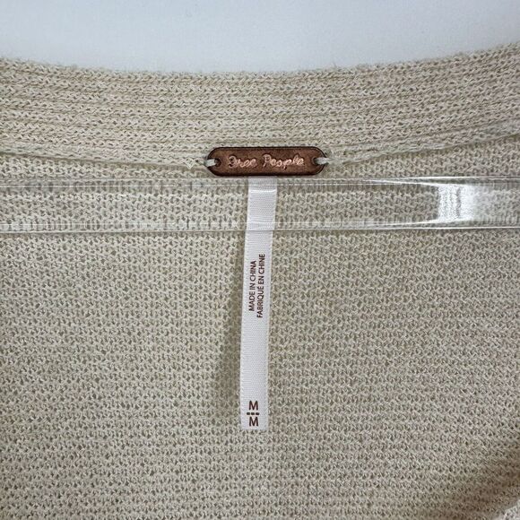 Free People Criss Cross Tunic Sweater V-Neck Long Sleeve Cream Size M - Picture 8 of 12